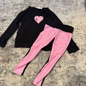 Charming Heart Kids Matching Set - Black and Pink